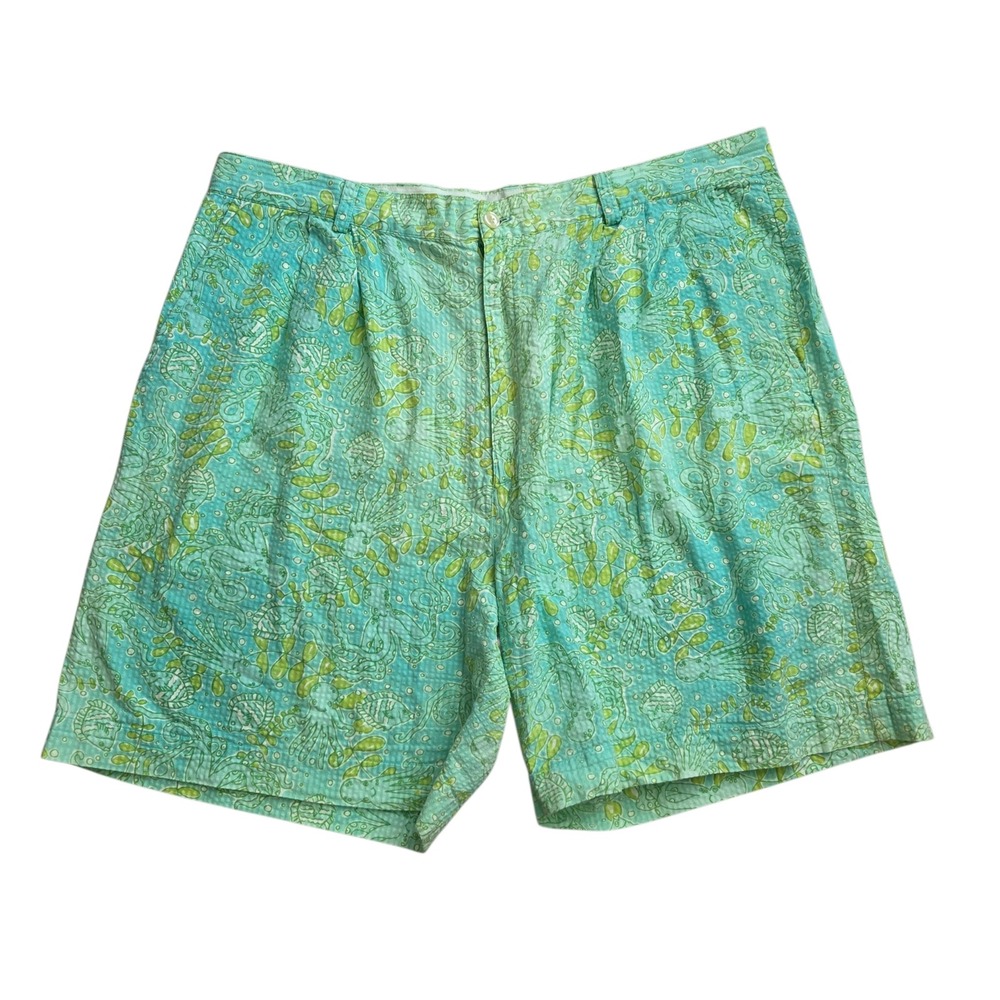 Lilly Pulitzer Mens Green Sea Life Octopus Seersucker Shorts Size 40